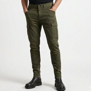 Annie Hood Olive Green Ankle Zips Skinny Cargo Pants Size 32